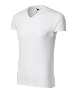 Tričko pánske Slim Fit V-neck – farba biela