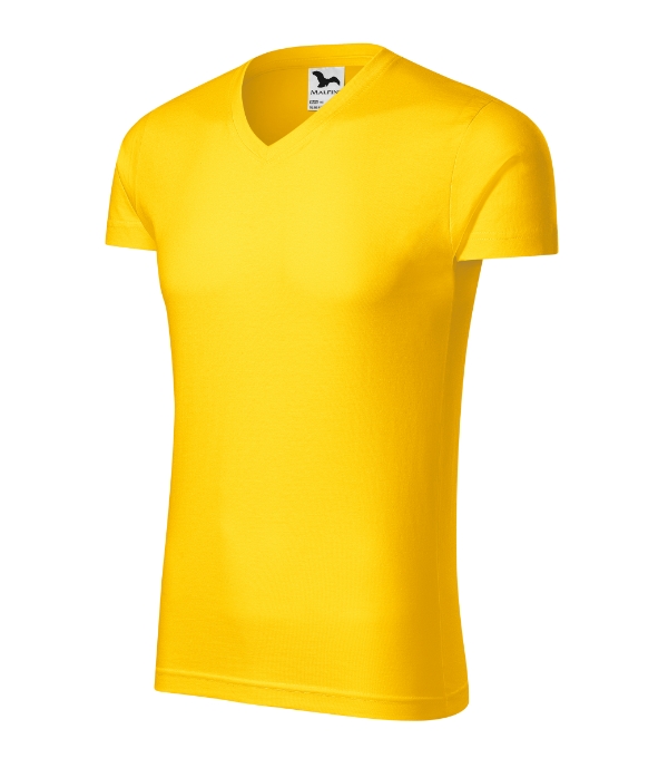 Tričko pánske Slim Fit V-neck – farba žltá