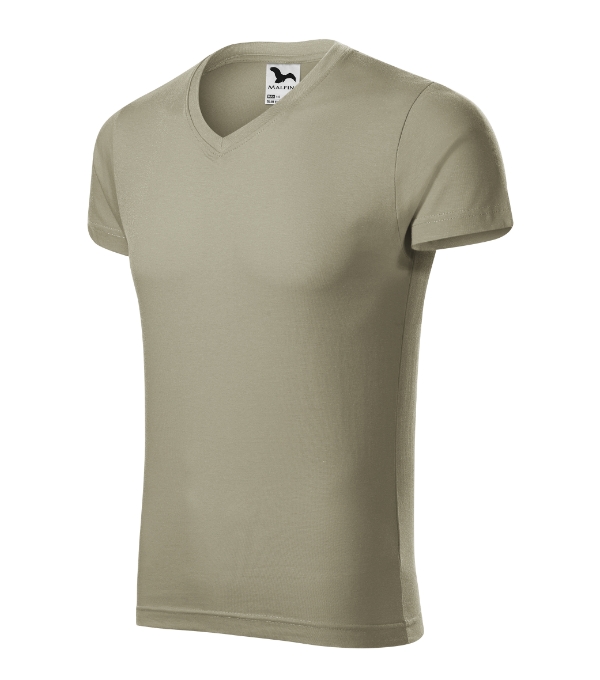 Tričko pánske Slim Fit V-neck – farba svetlá khaki