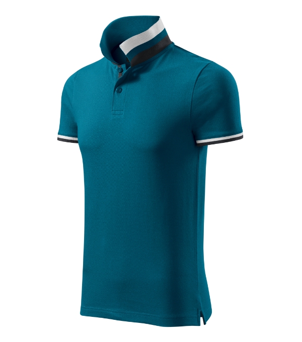 Polokošeľa pánska Collar Up – farba petrol blue