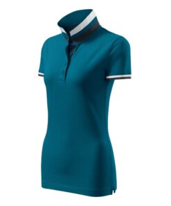 Polokošeľa dámska Collar Up – farba petrol blue