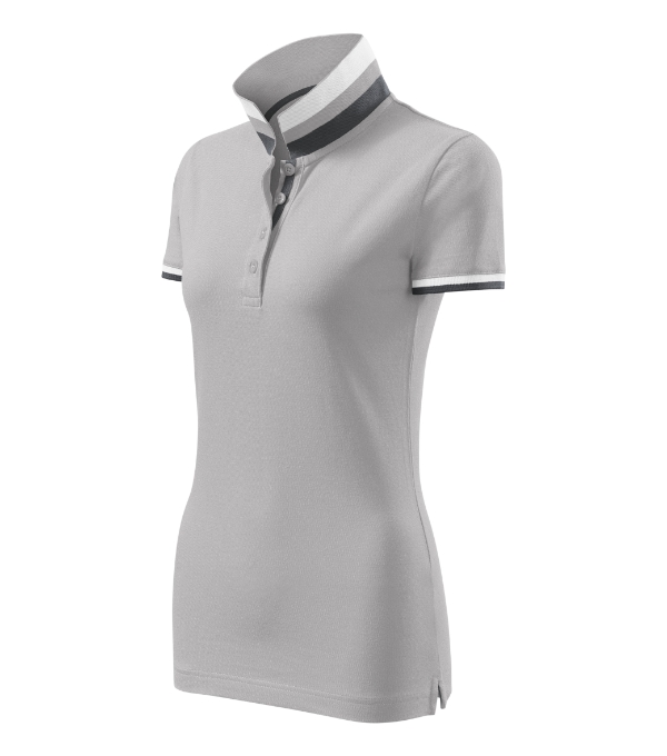 Polokošeľa dámska Collar Up – farba strieborno sivá