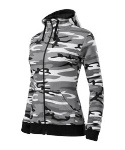 Mikina dámska Camo Zipper – farba camouflage gray