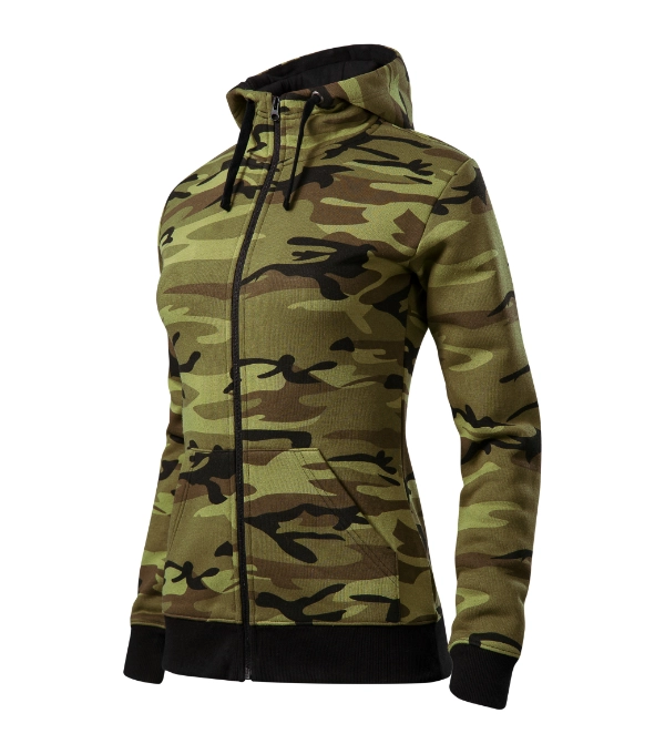 Mikina dámska Camo Zipper – farba camouflage green